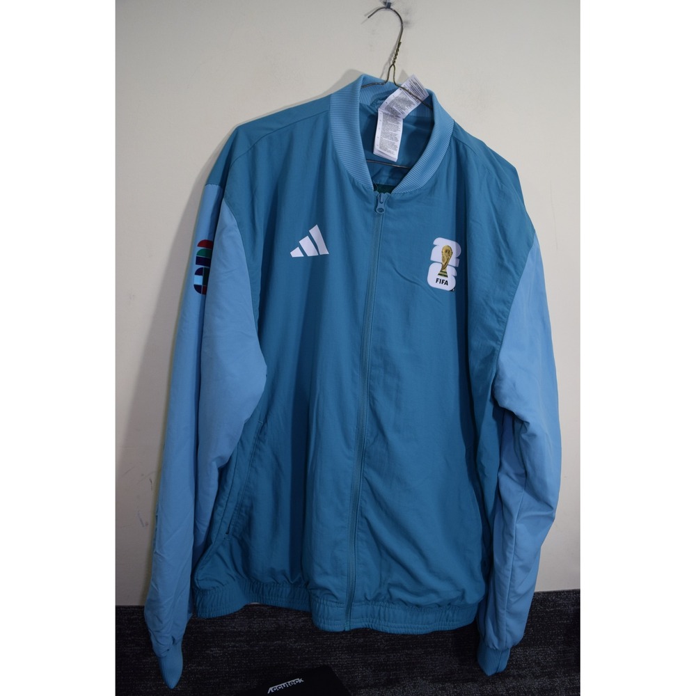 Adidas Mens FIFA World Cup 2026 Full Zip Bomber Track Jacket Blue Large